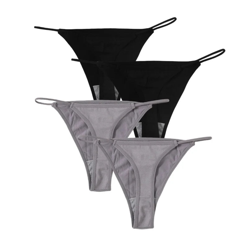 CowLost | product_id-4pcs-women-seamless-low-rise-solid-color-g-string-bikini-panties-t-back |35