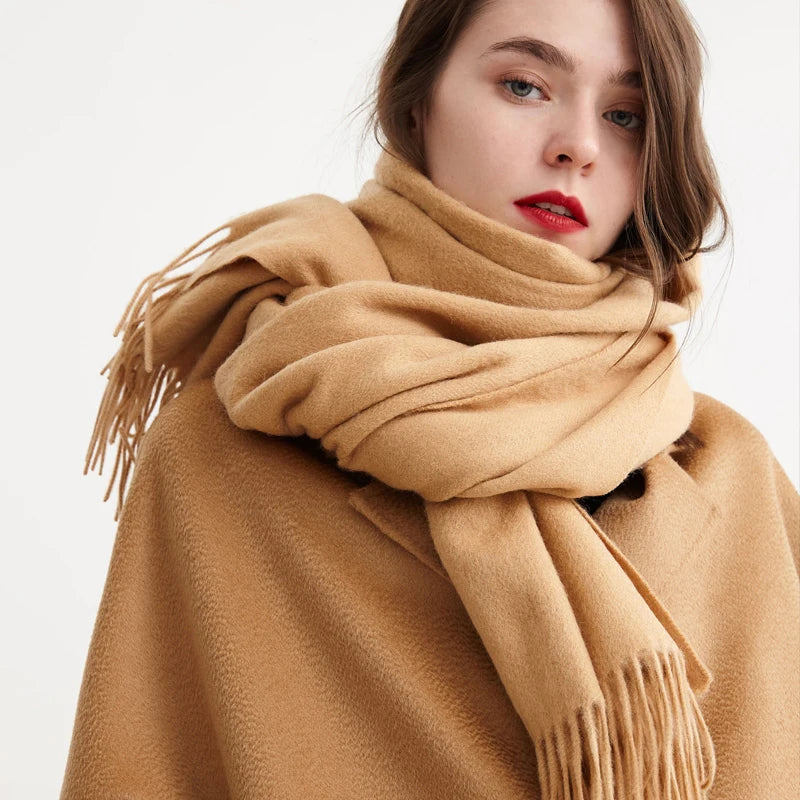 CowLost | winter-pure-long-wool-scarf-women-luxury-brand |3