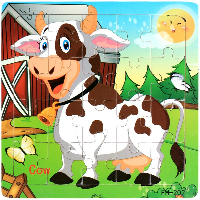 CowLost | fencing-barriers-20-piece-wooden-3d-cartoon-puzzle-educational-toy |21