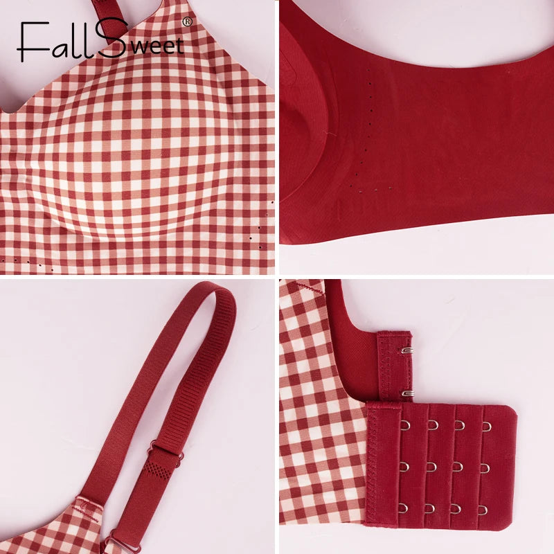 CowLost | product_id-fallsweet-red-plaid-wireless-seamless-push-up-bra-for-women |2