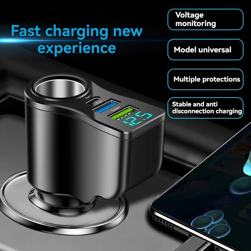 CowLost | product_id-66w-digital-display-dual-usb-car-charger-with-3-port-cigarette-lighter-splitter |7