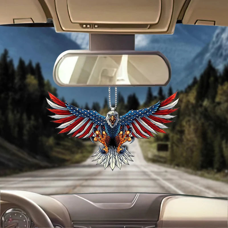 CowLost | paint-product_id-american-flag-eagle-rearview-mirror-keychain-pendant |1