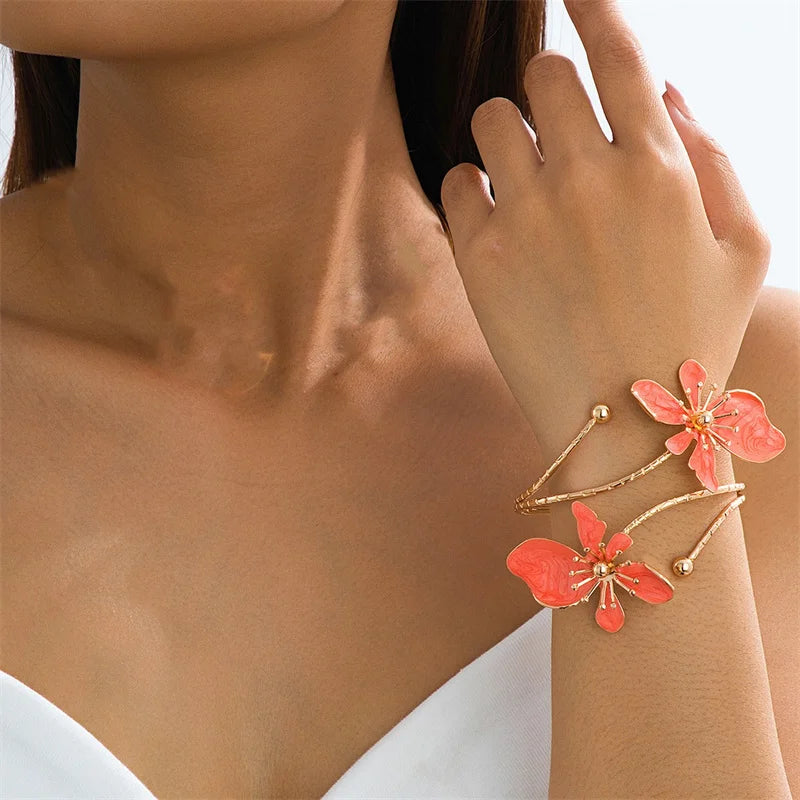 CowLost | vintage-elegant-flower-open-armband-cuff-bracelet-for-women |9
