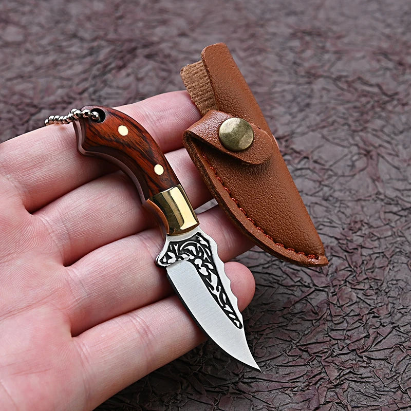 CowLost | activewear-pants-portable-mini-folding-knife-brass-color-wood-handle-stainless-steel-blade |11