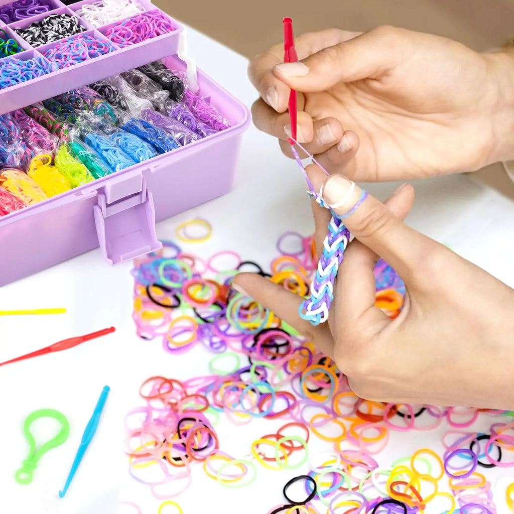 DIY Rubber Bands Loom Weaving Kit for Bracelets and Pendants, CE Certified, Age 14+