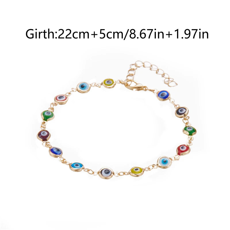 CowLost | bohemian-lucky-turkey-evil-eye-anklets-for-women-colorful-red-blue-eye-metal-chain-ankle-bracelet-summer-beach-foot-leg-jewelry |5