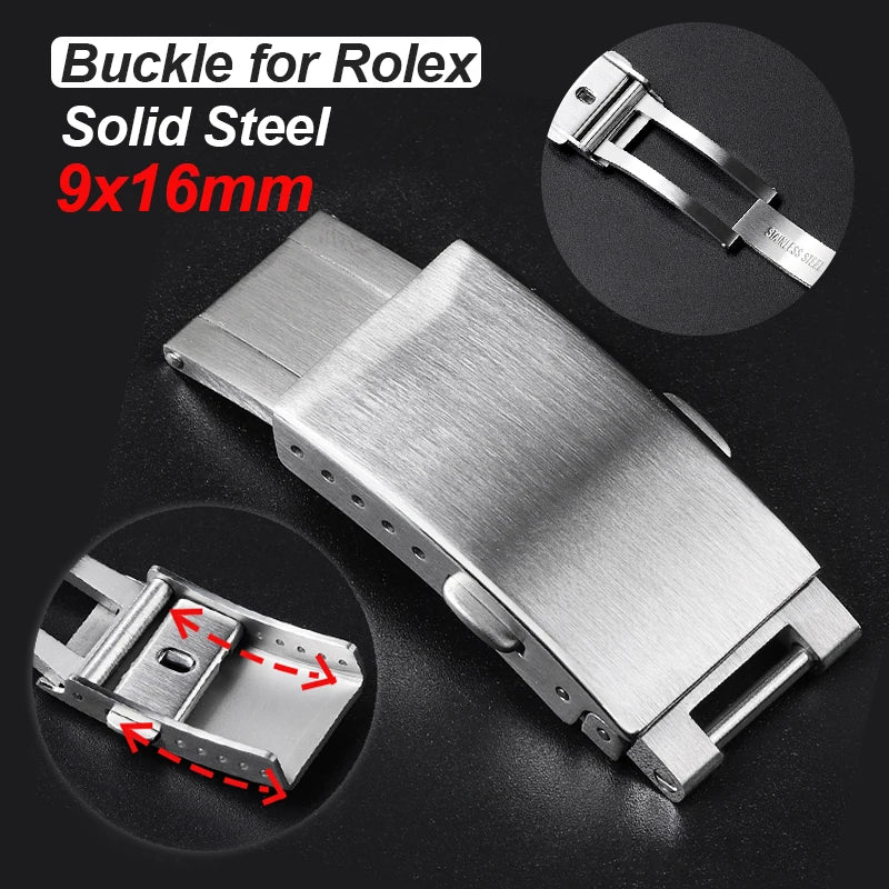 CowLost | watch-bands-product_id-solid-stainless-steel-adjustable-watchband-buckle-9-16mm-for-rolex-daytona-submariner-deployment-clasp |1