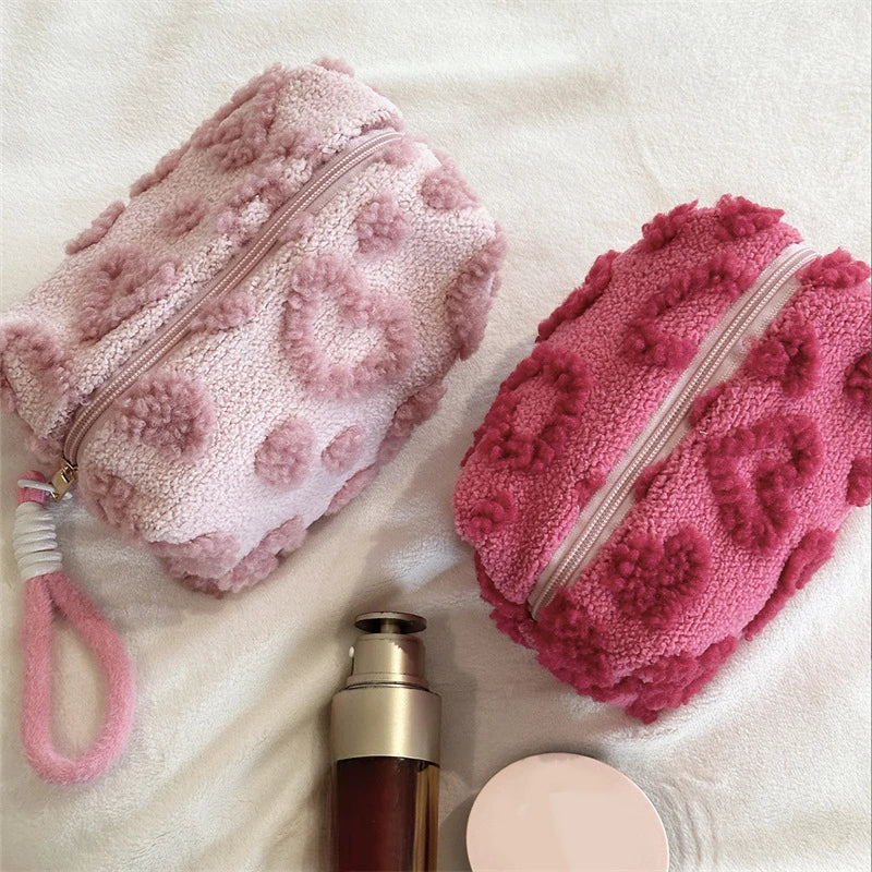 CowLost | pink-red-color-heart-cosmetic-bags-with-lanyard |5
