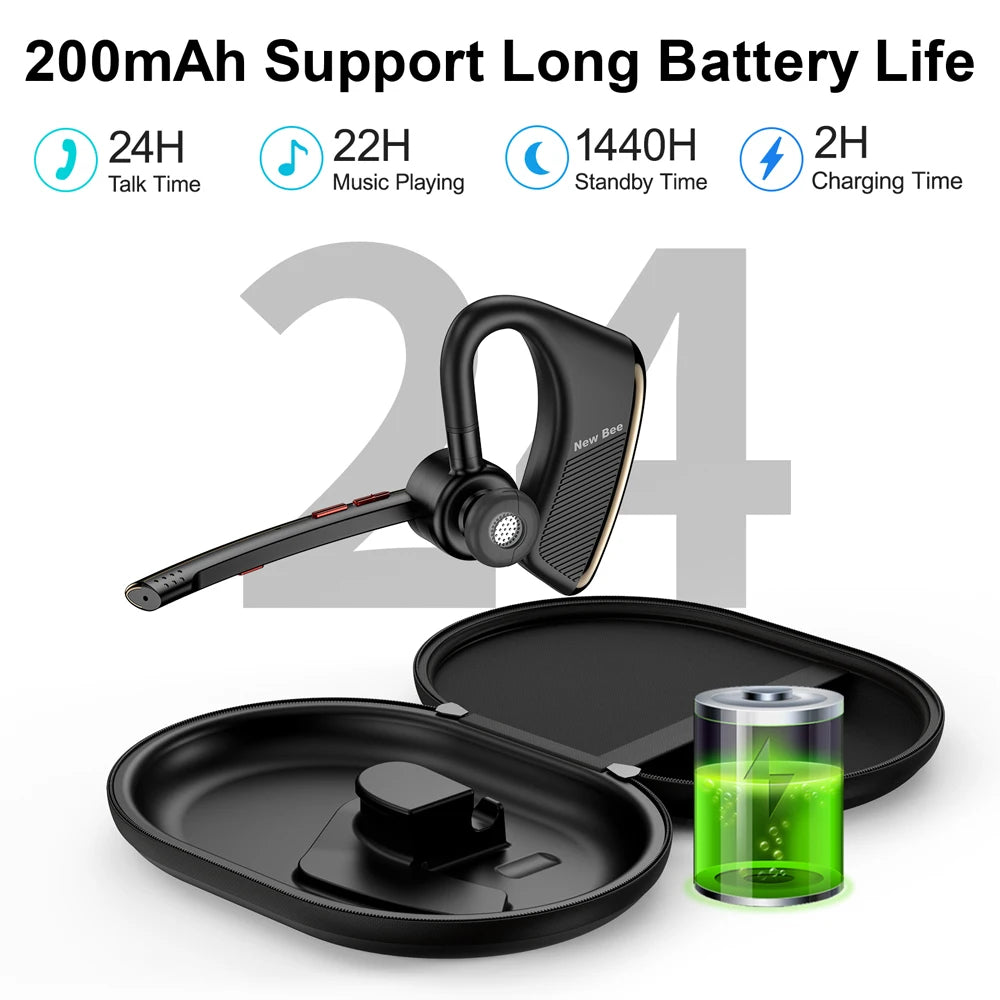 CowLost | new-bee-m50-bluetooth-headset-wireless-earpiece-earphones-24-hrs-talk-time-v5-2 |9