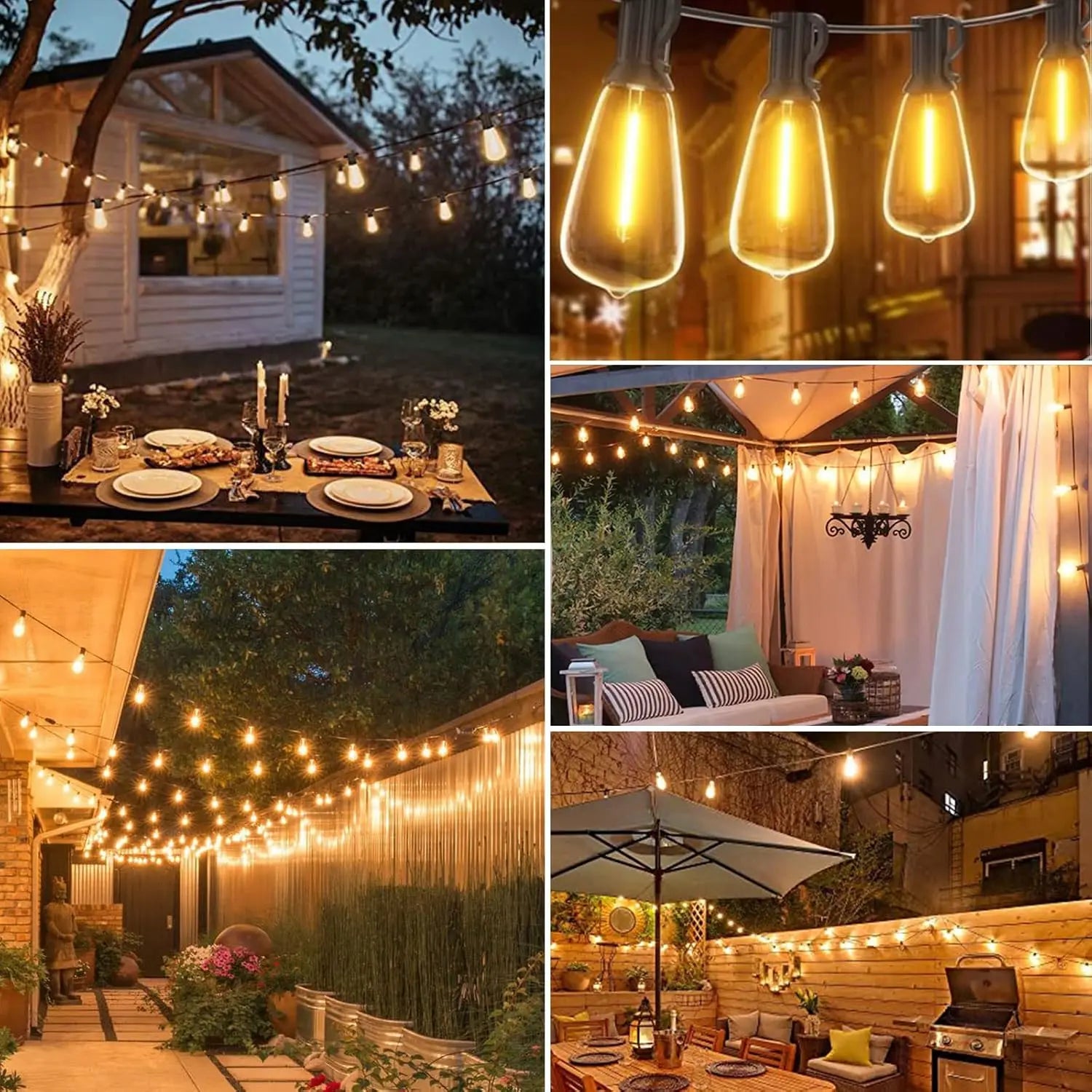 Solar String Lights 12M/9.5M Outdoor with Remote, IP65 Shatterproof ST38 LED Bulbs, 8 Modes for Garden Party