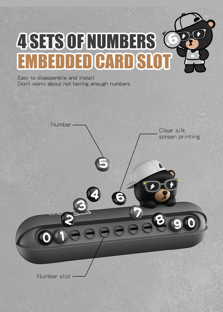 CowLost | product_id-cool-bear-car-dashboard-temporary-parking-phone-number-display-plate-accessory |9