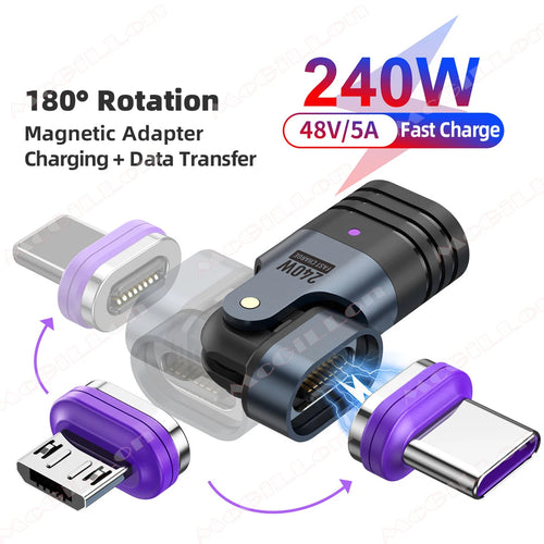 CowLost | 16pin-magnetic-otg-adapter-pd-240w-fast-charge-type-c-male-to-type-c-micro-ios-female-data-converter-for-iphone-macbook-laptop-1 |1