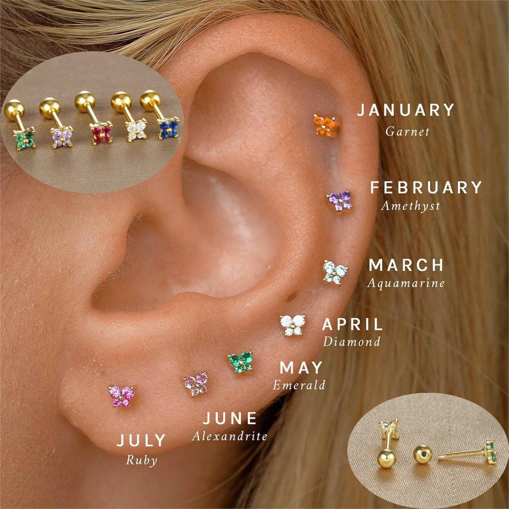 CowLost | business-card-cases-stainless-steel-birthstone-mini-stud-earrings-12-constellations |1