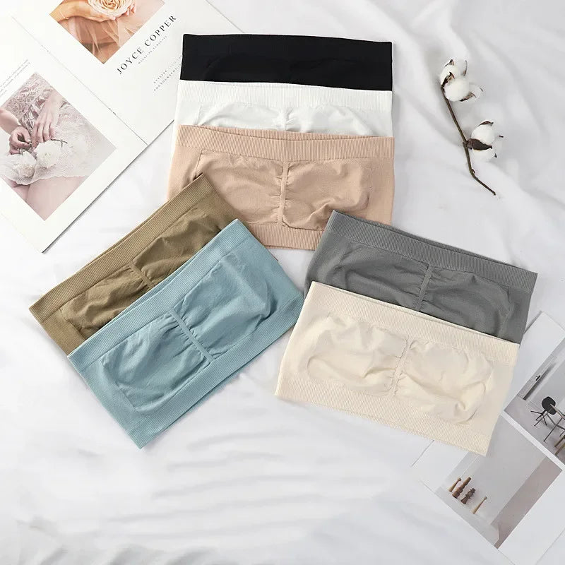 CowLost | seamless-tube-tops-women-strapless-bandeau-bra-crop-top-women-wire-free-underwear-no-pads-intimates |2