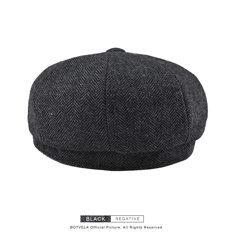 CowLost | botvela-wool-tweed-newsboy-cap-herringbone |12