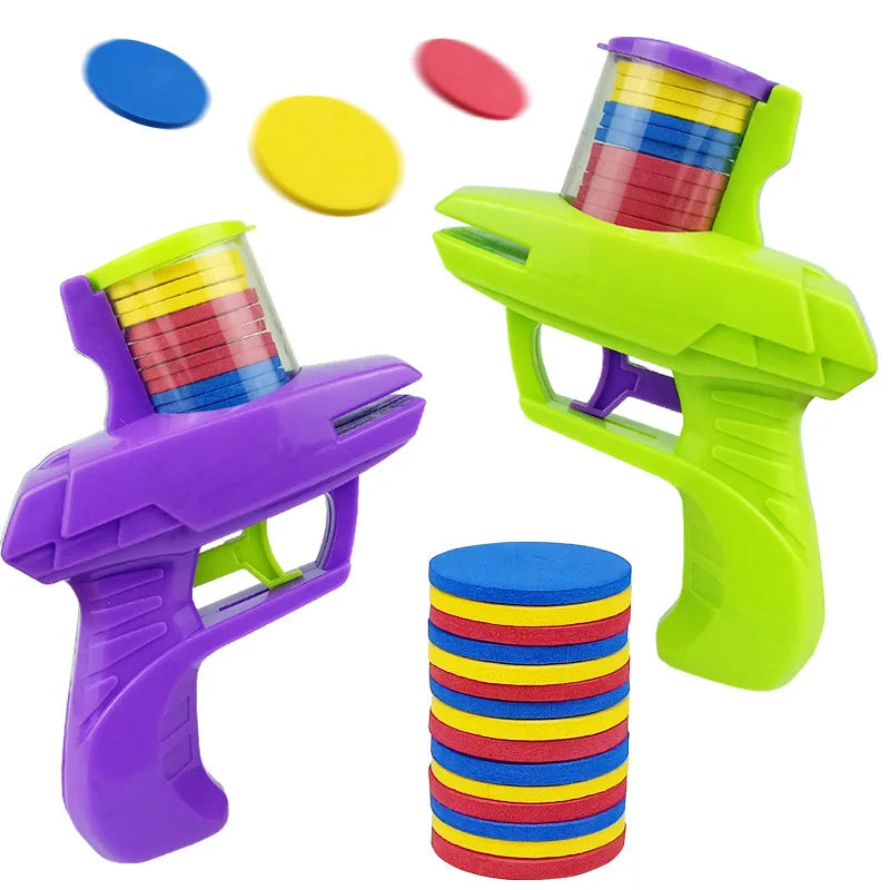 Kids Outdoor Foam Disc Shooting Launcher Toy Double Parent-Child Interactive Gift