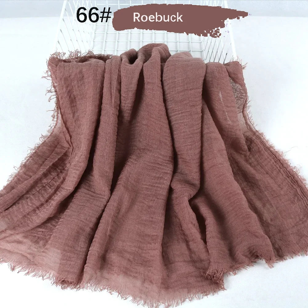 180X90CM Muslim Women Crinkle Hijab Soft Cotton Scarf