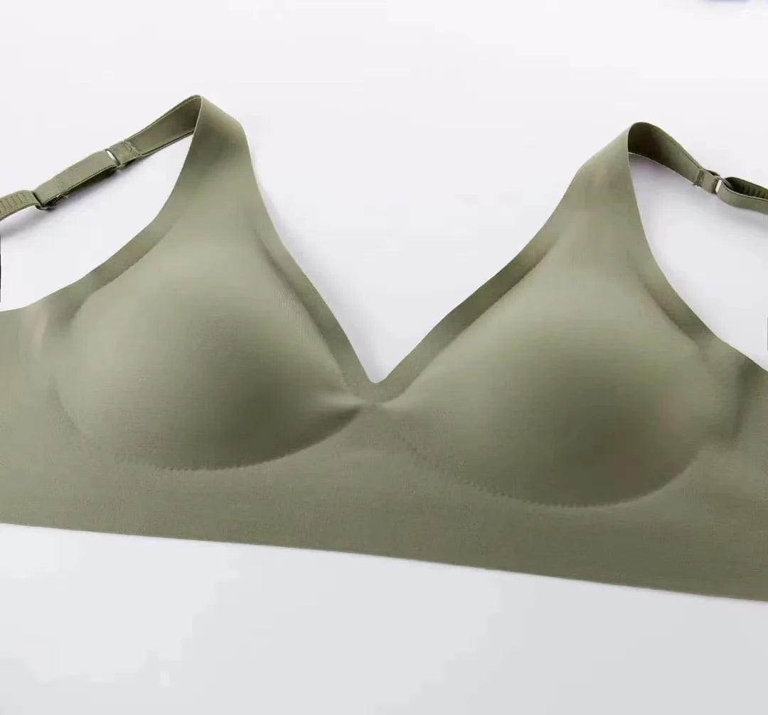 CowLost | seamless-ladies-underwear-v-neck-no-steel-ring-small-chest-gathered-adjustable-small-comfortable-thin-top-bra |14