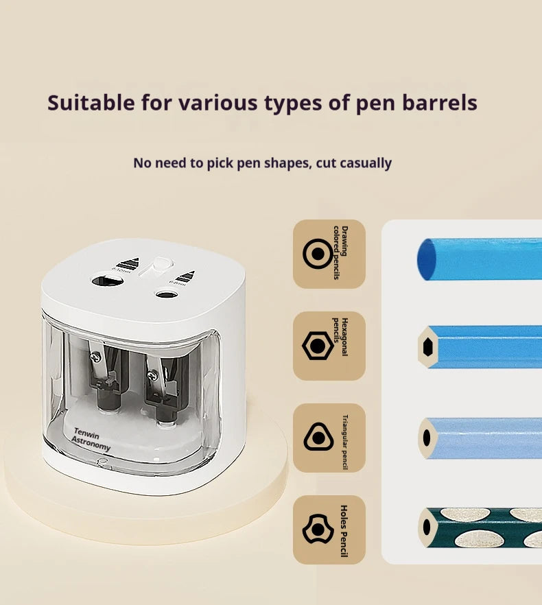 CowLost | product_id-tenwin-automatic-electric-pencil-sharpener-dual-hole-large-capacity-multifunctional-stationery |11