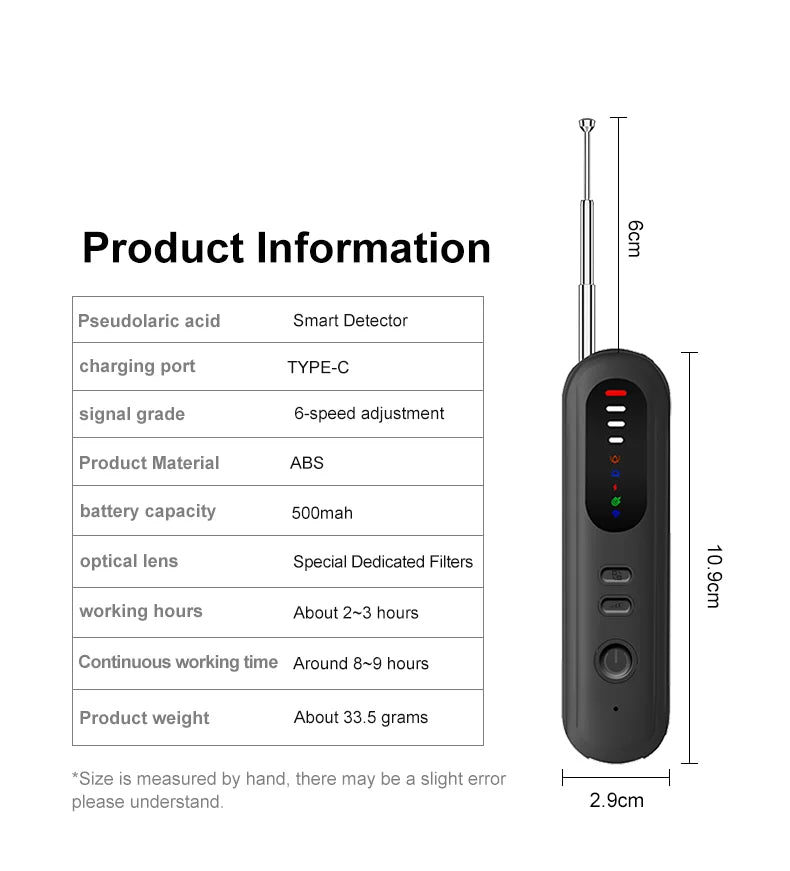 CowLost | product_id-hidden-camera-detector-with-infrared-gps-eavesdropping-detection-adjustable-sensitivity-for-privacy |16
