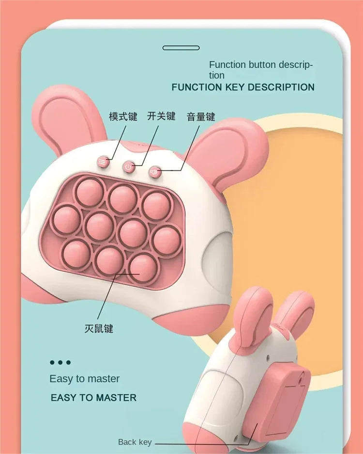 Children's Quick Push Pop Light-Up Electronic Bubble Whack-a-Mouse Game Toy Decompress Christmas Gift