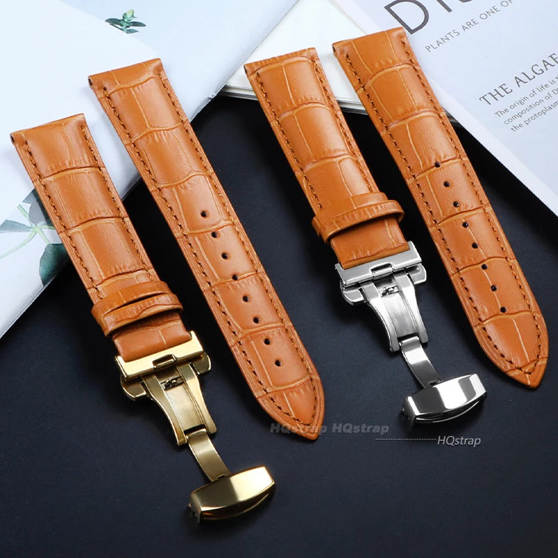 CowLost | product_id-leather-watch-band-16-24mm-unisex-with-metal-butterfly-clasp-and-gift-box |3