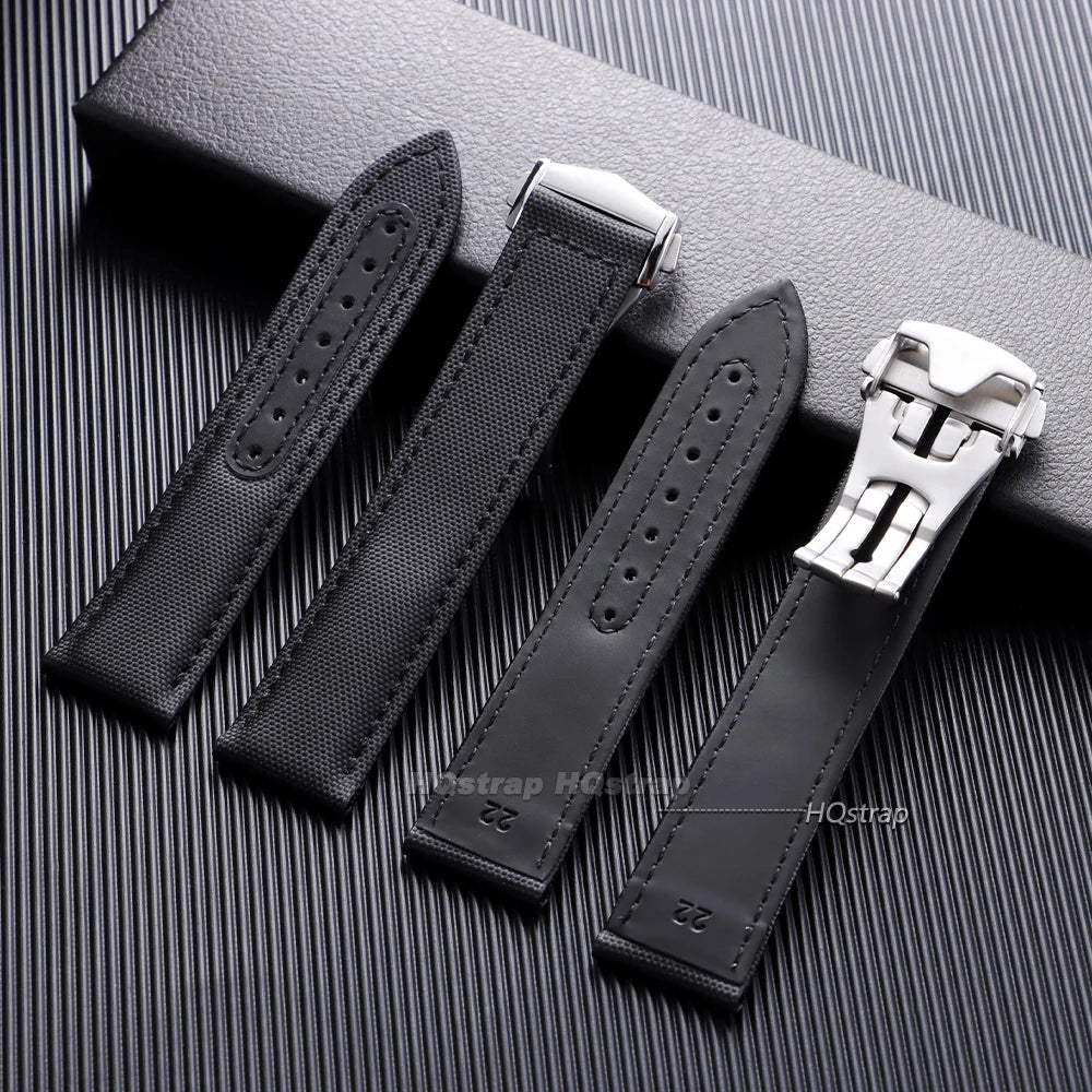 CowLost | for-omega-sailcloth-nylon-watch-band-20mm-22mm-waterproof-sailcloth-strap-black-blue-men-sport-bracelet-folding-buckle-wristband |11