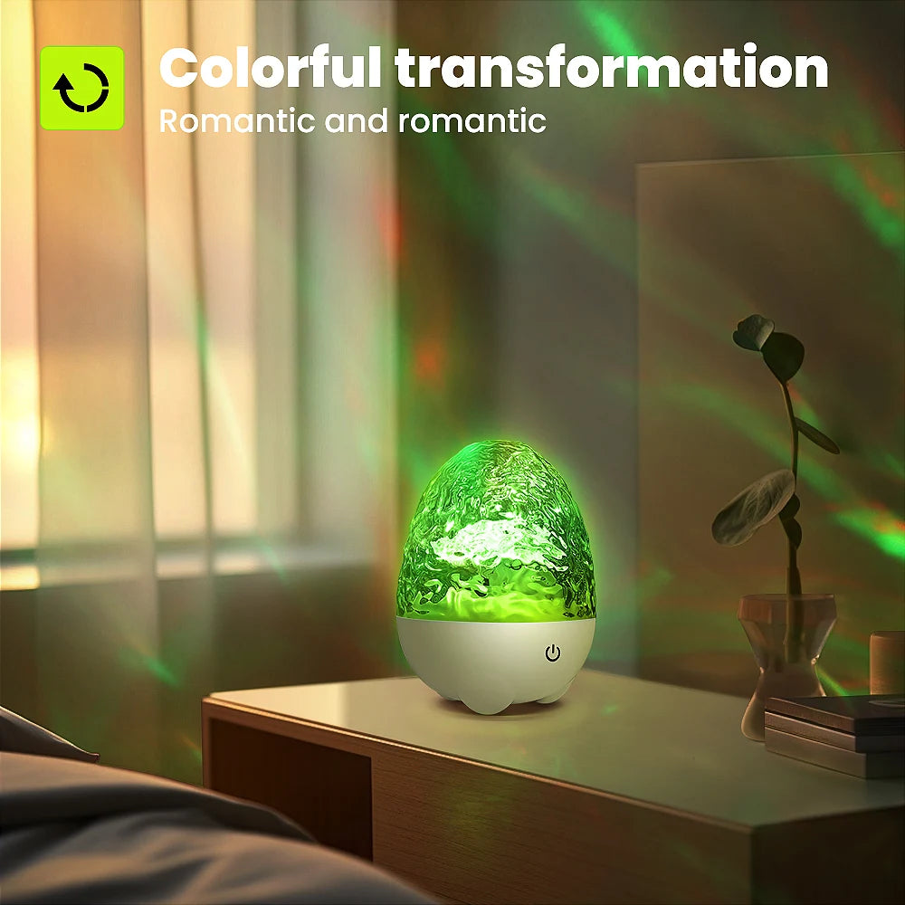 Aurora & Ocean Wave Projector Lamp with Remote, Music Speaker, RGB Effects, Rechargeable Night Light Gift