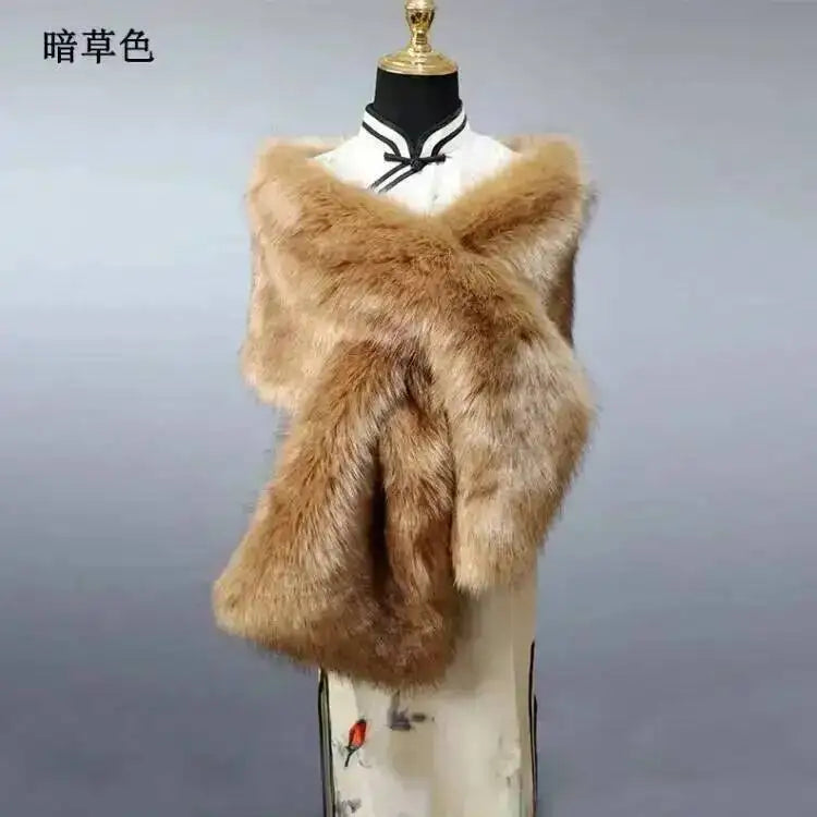 CowLost | 32-colors-165-30cm-women-luxury-warm-faux-fox-fur-shawl-winter-ladies-plush-scarf |40