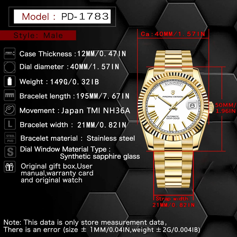 CowLost | pagani-design-mens-watches-dd40-gold-white-luxury-automatic-watch |6