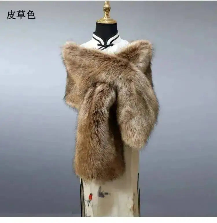 CowLost | 32-colors-165-30cm-women-luxury-warm-faux-fox-fur-shawl-winter-ladies-plush-scarf |26
