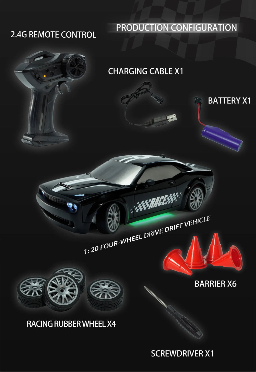 CowLost | fencing-barriers-dodge-hellcat-1-16-4wd-high-speed-remote-control-drift-car |38