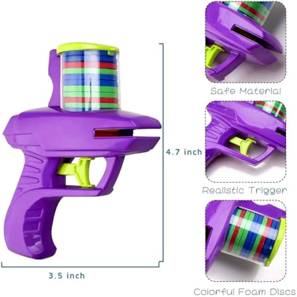 Kids Outdoor Foam Disc Shooting Launcher Toy Double Parent-Child Interactive Gift