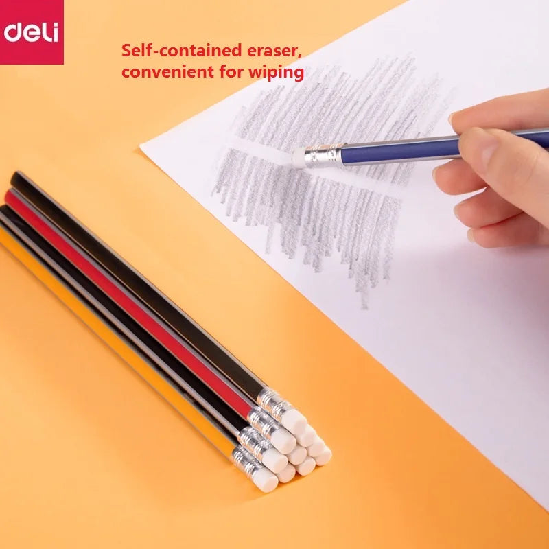 CowLost | product_id-deli-10pc-hb-2b-wood-pencils-triangle-hexagonal-with-eraser-for-school-home-office |3