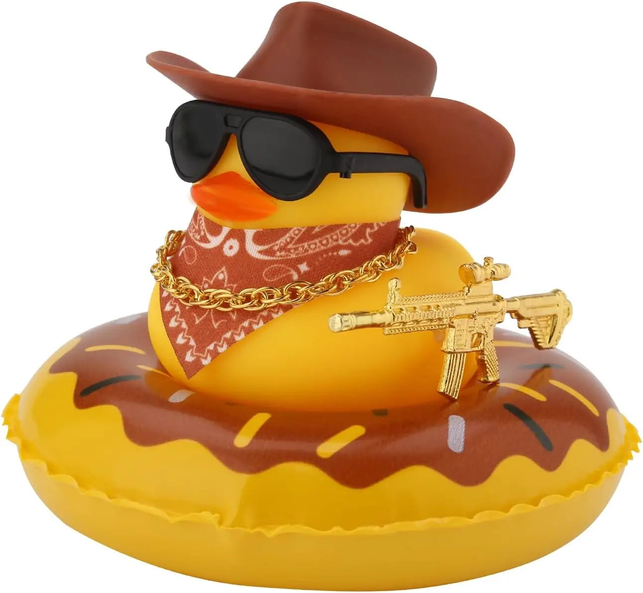 CowLost | product_id-rubber-duck-car-dashboard-ornament-with-cowboy-hat-necklace |12