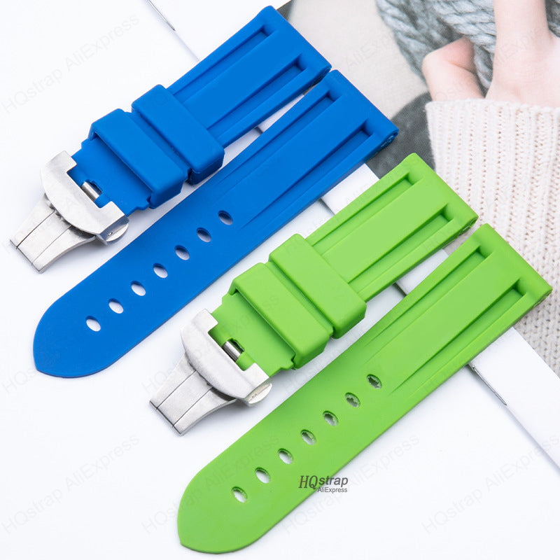 CowLost | butterfly-buckle-rubber-strap-22mm-24mm-for-panerai-watch-band-silicone-bracelet-replacement-straps-men-wristband-accessories |8
