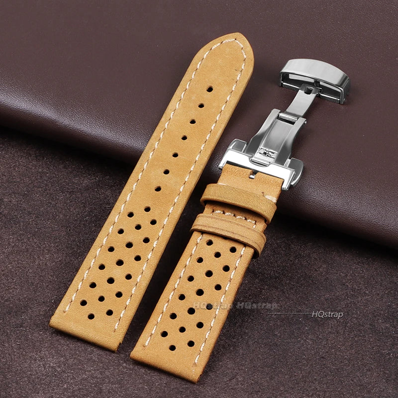 CowLost | product_id-vintage-genuine-leather-watch-strap-18-20-22mm-cowhide-with-butterfly-buckle-breathable-sport-wristband |10