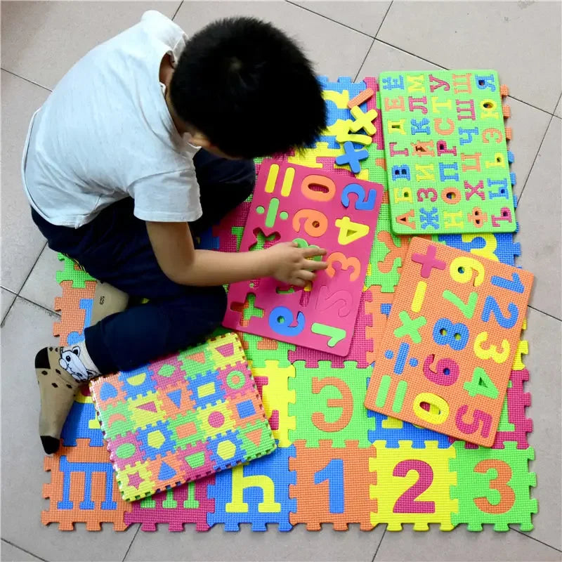 Russian Alphabet EVA Foam Puzzle Mat 36 Pcs Interlocking Floor Carpet 14x14cm