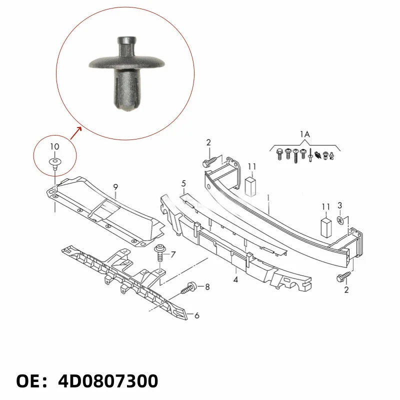 CowLost | product_id-10pcs-car-cover-plate-fixing-clips-for-audi-a2-a4-a5-a8-q3-q5-s4-s5-s8-tt-tts-volkswagen-cr7-4d0807300-body-clips-accessories |3