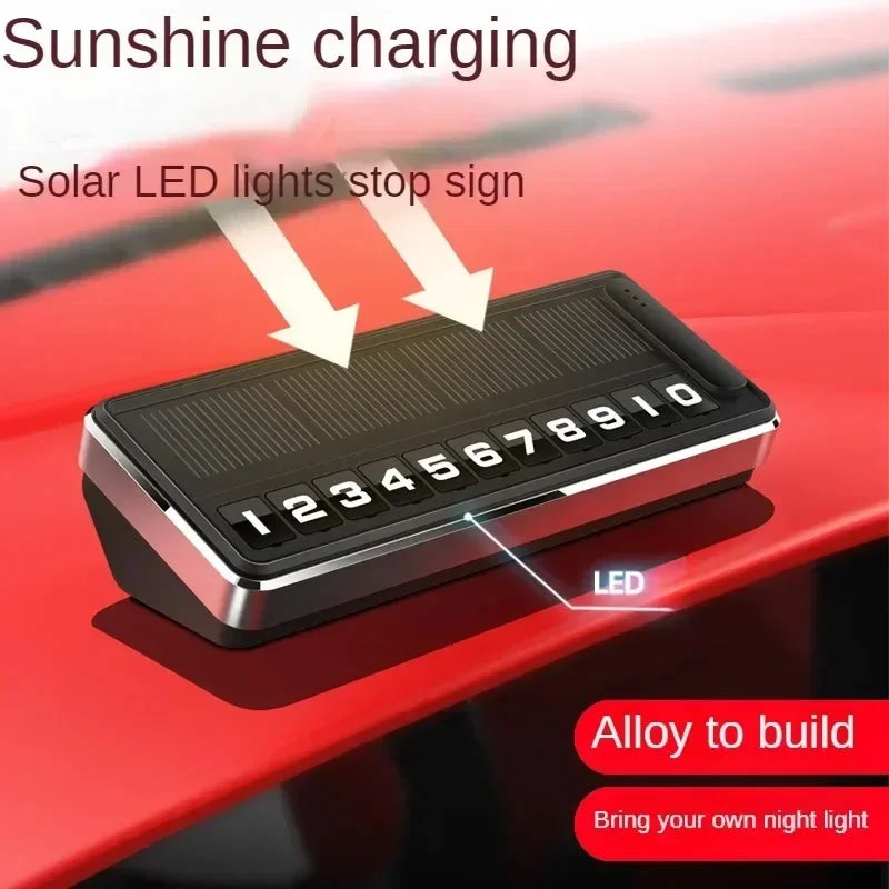 CowLost | vehicle-decor-product_id-solar-car-phone-number-plate-led-temporary-parking-card-with-multiple-numbers |2