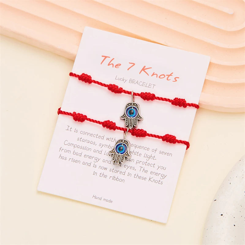 CowLost | lucky-handmade-7-knots-red-string-couple-bracelet-for-women |5