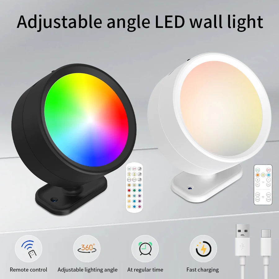 CowLost | product_id-rechargeable-360-rotatable-magnetic-rgb-3-color-led-wall-lamp-with-touch-remote-control-for-bedroom-and-living-room |7