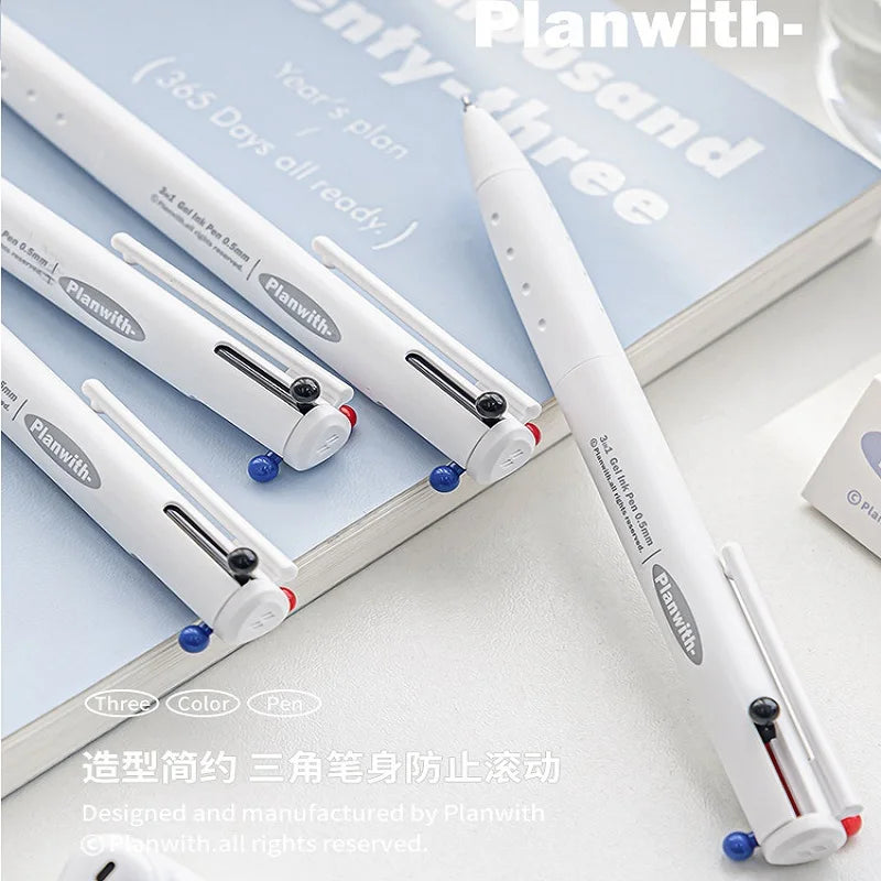 CowLost | product_id-planwith-3-in-1-multi-function-0-5mm-gel-pen-black-blue-red-ink-for-school-office |5