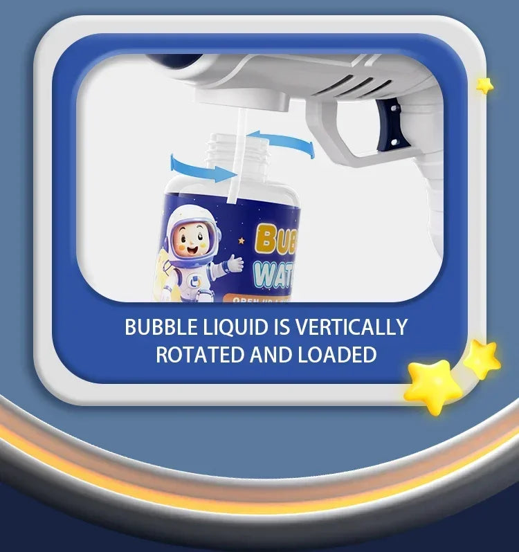 Space Astronauts Automatic Bubble Gun with Bubble Liquid Toy for Kids Gift