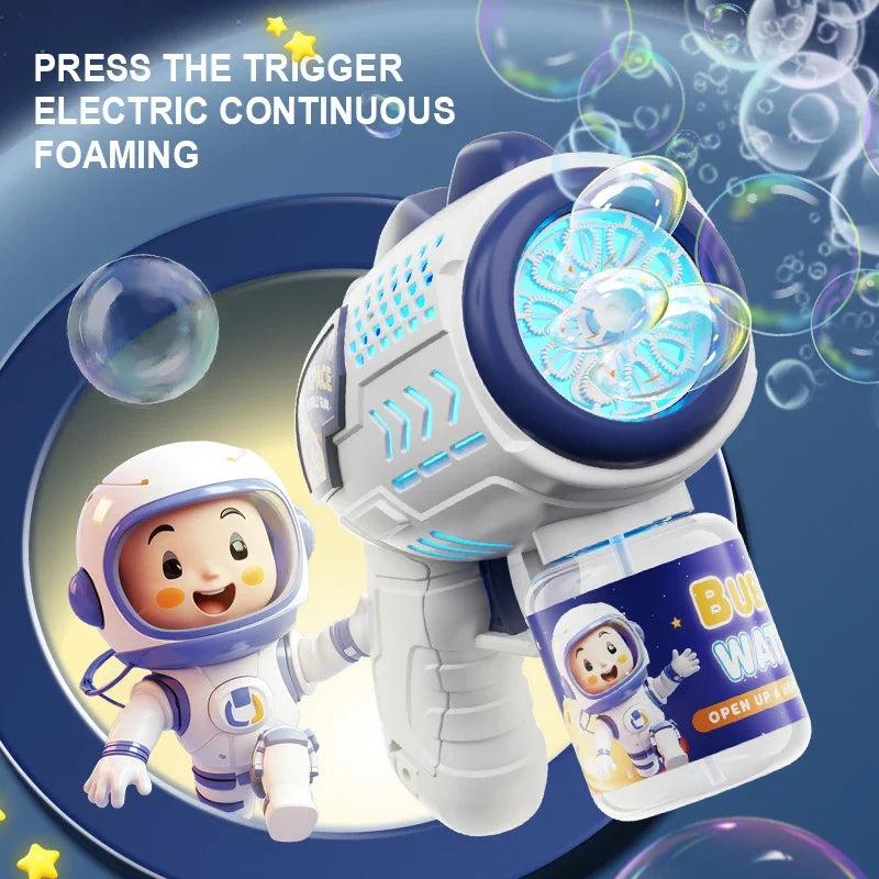 Space Astronaut Rocket Automatic Bubble Gun with Bubble Liquid Toy for Kids Gift