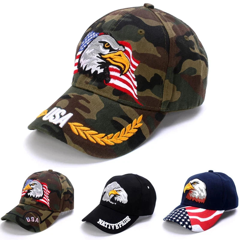 CowLost | mens-animal-baseball-cap-patriotic-bald-eagle-and-american-flag-snapback-caps |1