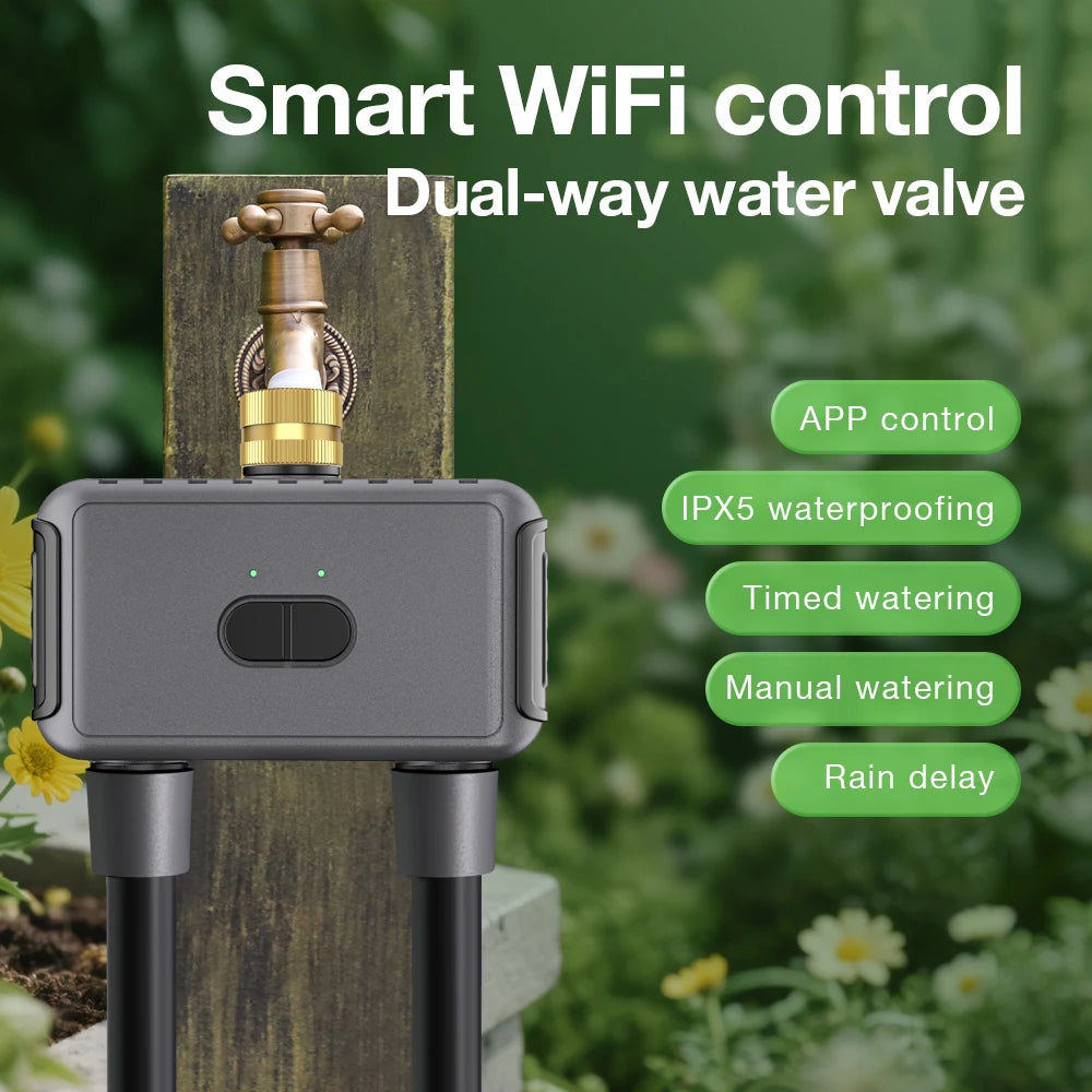 Bluetooth WiFi 2-Way Irrigation Water Timer 3/4" Brass Inlet Garden Watering Device