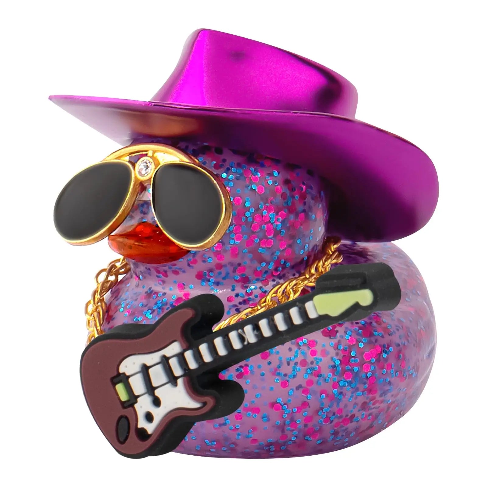 CowLost | product_id-laser-cowboy-hat-rubber-duck-car-dashboard-ornament-with-glasses-and-necklace |8