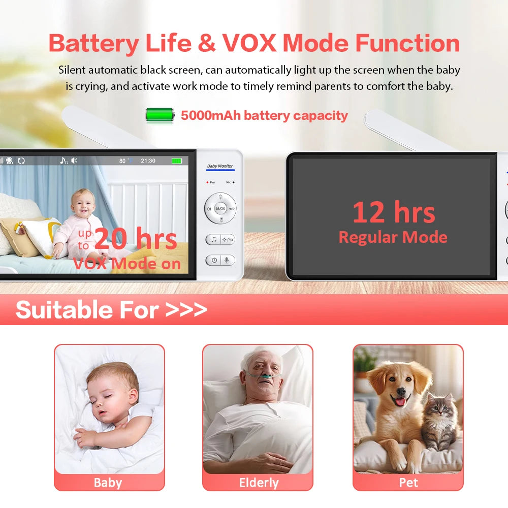 CowLost | video-baby-monitor-7-1080p-hd-large-display-4x-zoom-tf-card-slot-feeding-timer-2-way-audio-security-camera-babysitter-abm780 |9