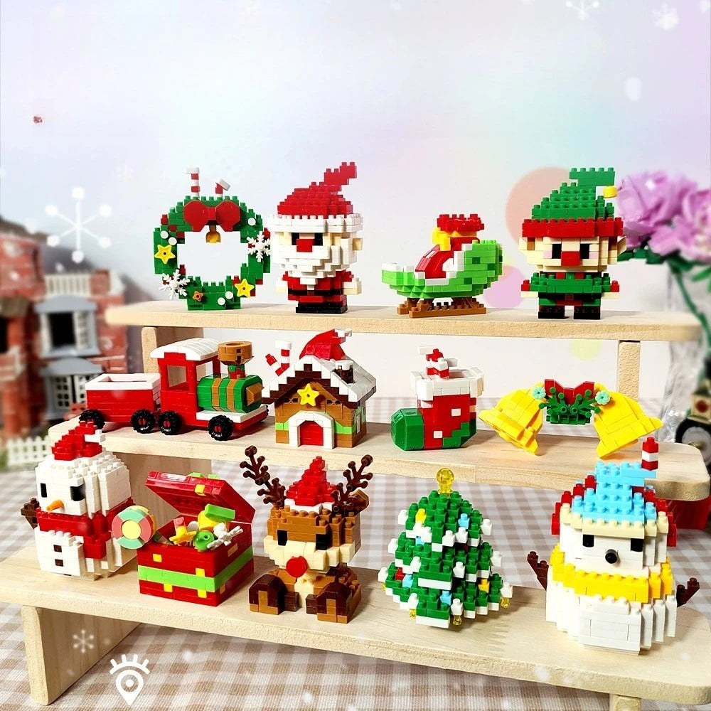 Christmas Building Block Set Santa Claus Reindeer Puzzle Toy for Kids